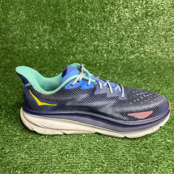 Hoka One One Womens Clifton 9 Blue Running Shoes Sneakers Size 9 B