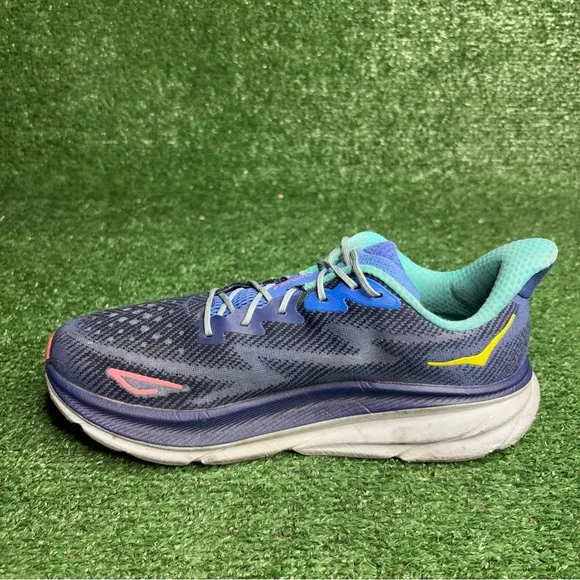 Hoka One One Womens Clifton 9 Blue Running Shoes Sneakers Size 9 B