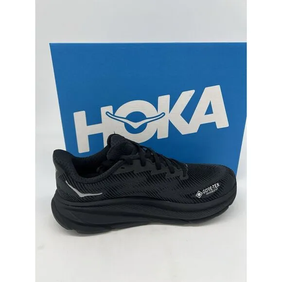 HOKA Women’s Clifton 9 Gore-Tex Running Shoes Black NWB Size 9.5 B