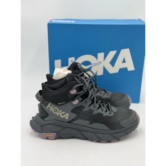 HOKA Womens Trail Code GTX Hiking Boots Black / Castlerock Size 10.5 B NEW