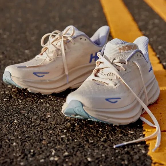 Hoka x Free People Movement Clifton 9 Eggnog Running Sneakers Women's size 7