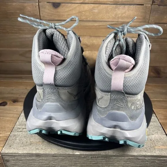 Hoka One One Kaha 2 GTX Hiking Boots Womens Size 9.5B Gray GoreTex Athletic Mid