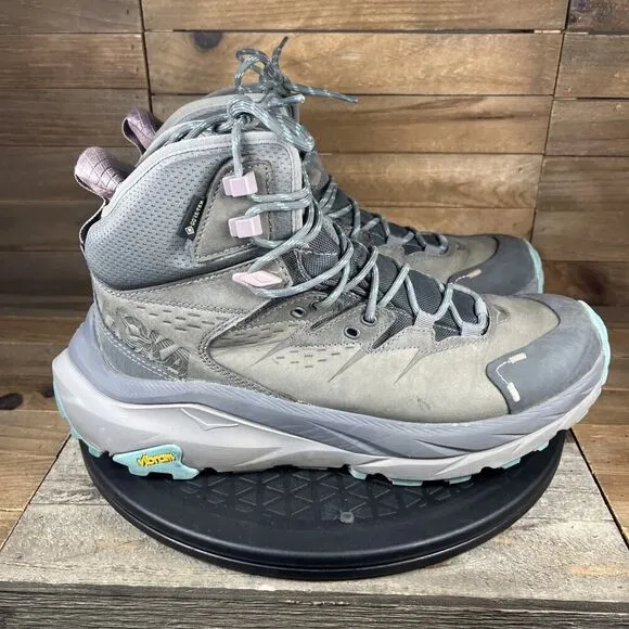 Hoka One One Kaha 2 GTX Hiking Boots Womens Size 9.5B Gray GoreTex Athletic Mid