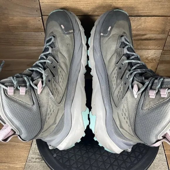 Hoka One One Kaha 2 GTX Hiking Boots Womens Size 9.5B Gray GoreTex Athletic Mid