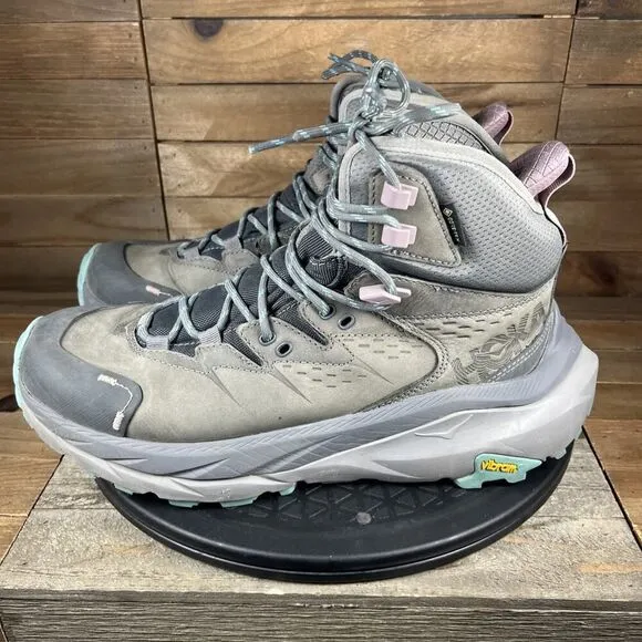 Hoka One One Kaha 2 GTX Hiking Boots Womens Size 9.5B Gray GoreTex Athletic Mid