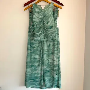 House of Harlow 1960 Aqua Green White 2 Piece Set Marble Maxi Skirt Tank Top