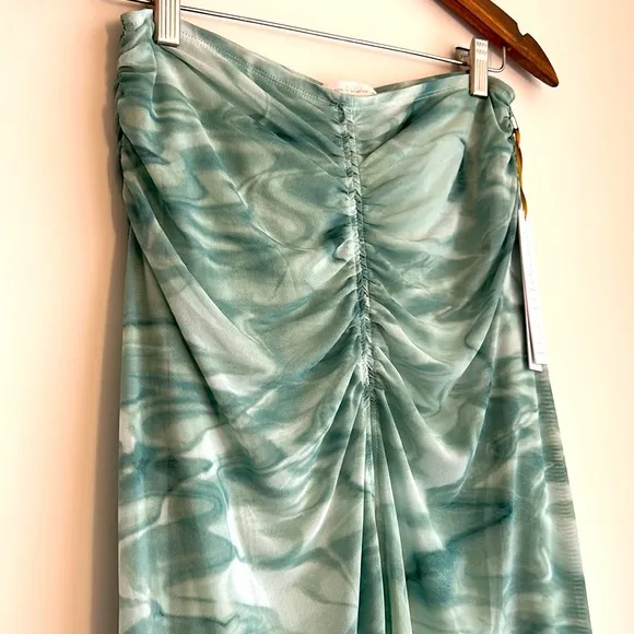 House of Harlow 1960 Aqua Green White 2 Piece Set Marble Maxi Skirt Tank Top