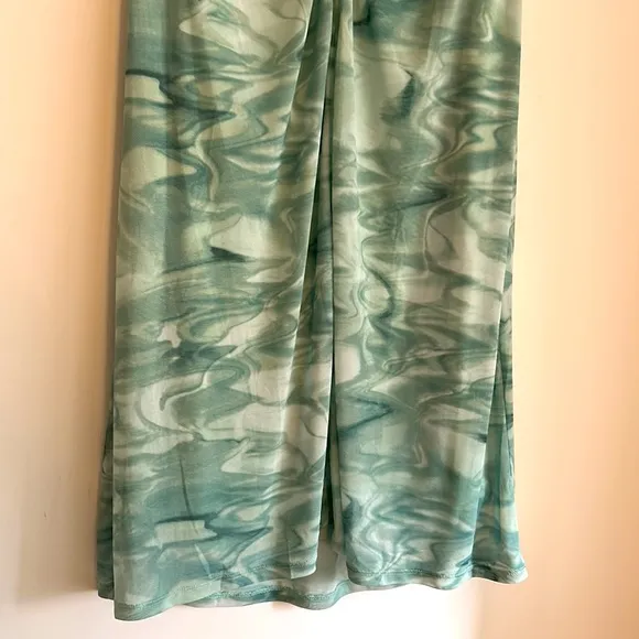 House of Harlow 1960 Aqua Green White 2 Piece Set Marble Maxi Skirt Tank Top