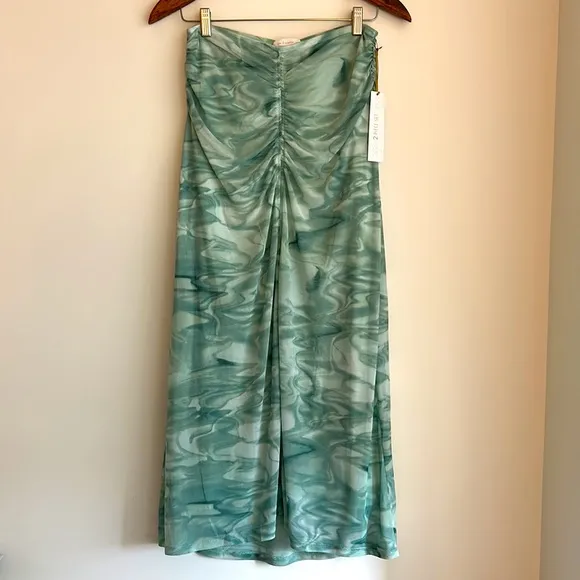House of Harlow 1960 Aqua Green White 2 Piece Set Marble Maxi Skirt Tank Top