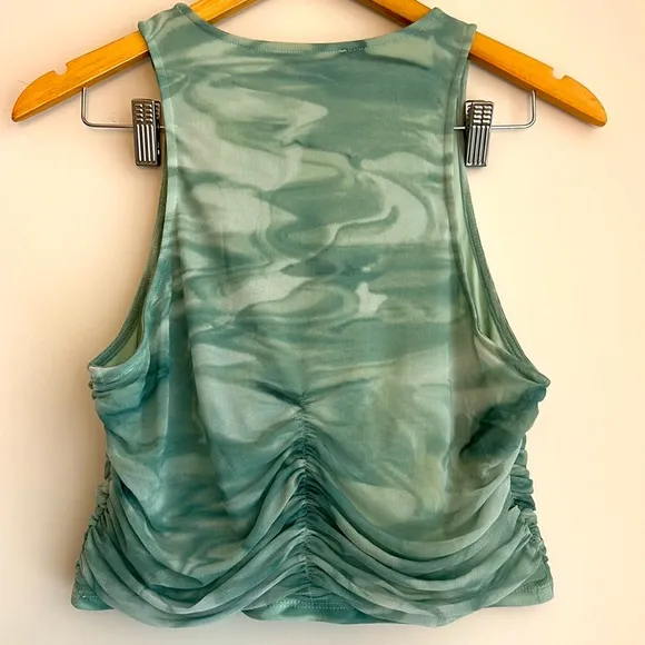 House of Harlow 1960 Aqua Green White 2 Piece Set Marble Maxi Skirt Tank Top
