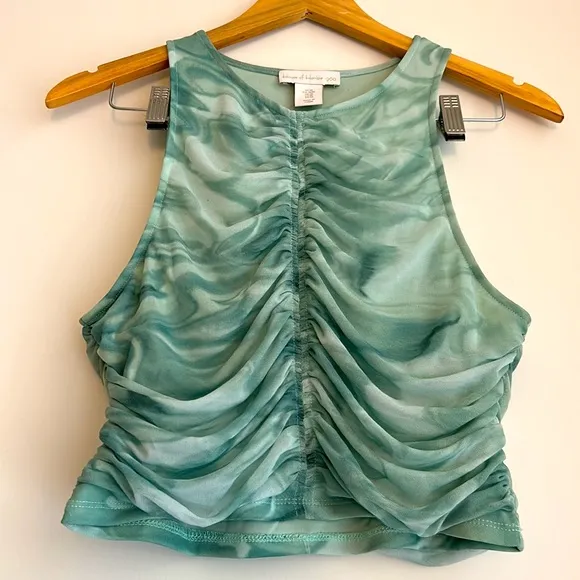 House of Harlow 1960 Aqua Green White 2 Piece Set Marble Maxi Skirt Tank Top