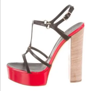 🎉HP🎉GIUSEPPE ZANOTTI  Kalifa platform sandals/Heels/ Red/Black patent Le…