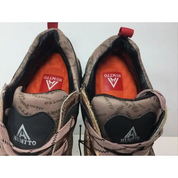 Humtto Hiking‎ trail shoes Bronze designer logo running sneakers mens size 7.5