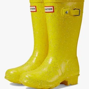 Hunter Glitter Illuminating Yellow Wellington Rain Boots Sz 12
