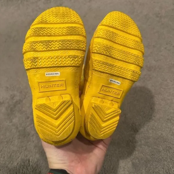 Hunter Glitter Illuminating Yellow Wellington Rain Boots Sz 12