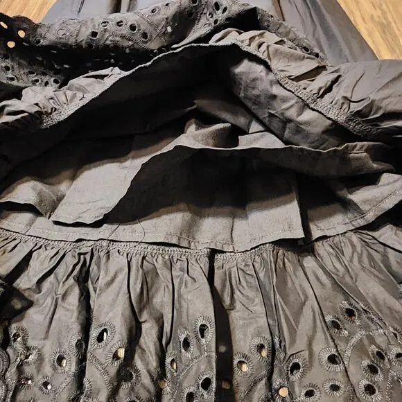 Hyacinth House Black Eyelet Marshall Midi Dress NWT XXS