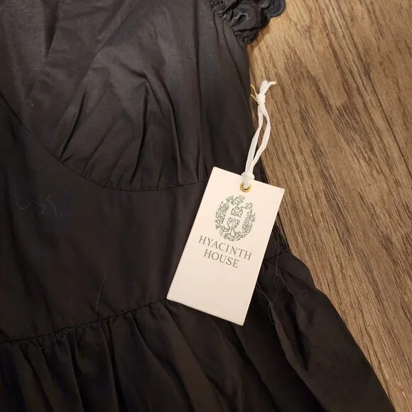 Hyacinth House Black Eyelet Marshall Midi Dress NWT XXS