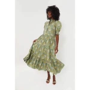 Hyacinth House Blue and Green Leafy Floral Bennett Maxi Dress XXS
