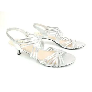 Impo Silver Metallic Emberly Sandals Kitten Heels Size 6.5 M