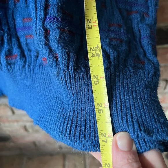 Iredell County Sweater Men XL Gray Cable Knit Pullover Classic Blue Red 80s