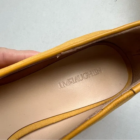 J McLaughlin Yellow Pumps Heels Buckle Shoes Suede JMcL Work Office Lisbeth ?