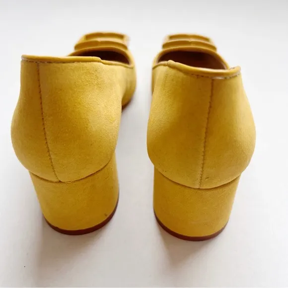 J McLaughlin Yellow Pumps Heels Buckle Shoes Suede JMcL Work Office Lisbeth ?