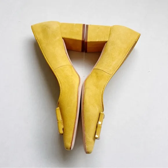 J McLaughlin Yellow Pumps Heels Buckle Shoes Suede JMcL Work Office Lisbeth ?