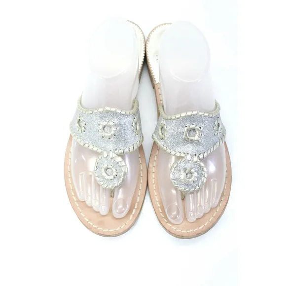 Jack Rogers Silver Glitter Sandals 8