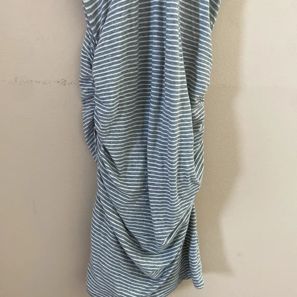 James Perse Striped Ruched V-Neck Midi Dress