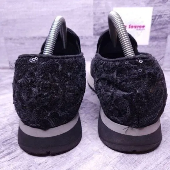 Jeannot Italian Velvet Sequin Slip On Running Sneaker Black sz 40 Women's sz 10