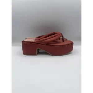 Jeffery Campbell Women Sandals Finley Satin Platform Rust Casual Size 7.5