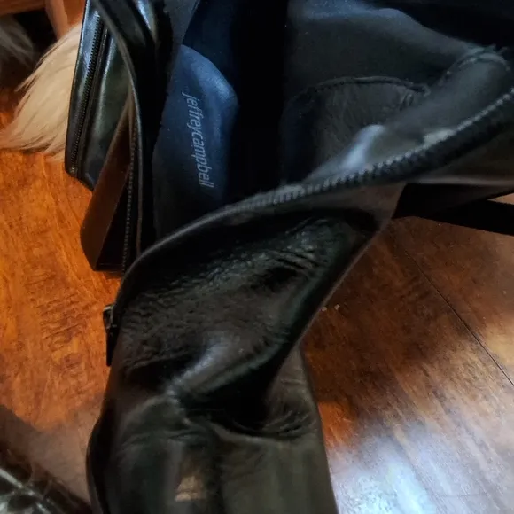 Jeffrey Campbell Black Leather Knee-High Women's Boots 10