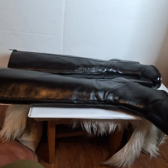 Jeffrey Campbell Black Leather Knee-High Women's Boots 10