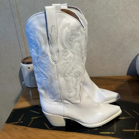 Jeffrey Campbell Dagget Leather Boots White 10