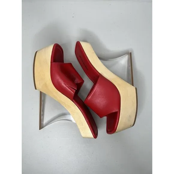 Jeffrey Campbell Pellucid Platform Red Sculptural Clear Heel Sandals Size 9