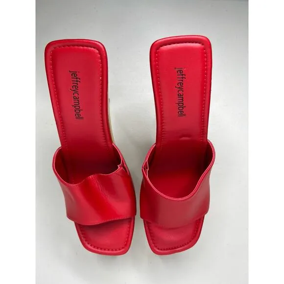 Jeffrey Campbell Pellucid Platform Red Sculptural Clear Heel Sandals Size 9