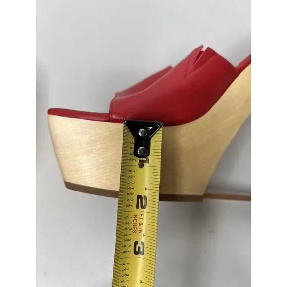Jeffrey Campbell Pellucid Platform Red Sculptural Clear Heel Sandals Size 9