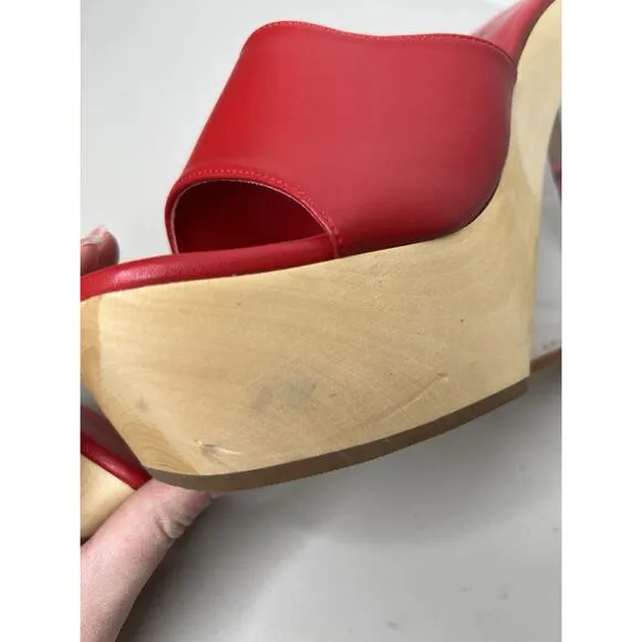 Jeffrey Campbell Pellucid Platform Red Sculptural Clear Heel Sandals Size 9