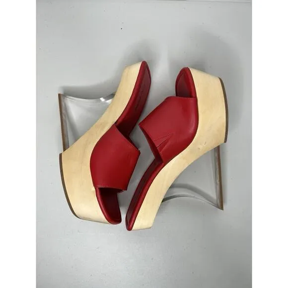 Jeffrey Campbell Pellucid Platform Red Sculptural Clear Heel Sandals Size 9