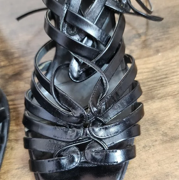 JILL SANDER Black Leather Gladiator Sandals Size 9