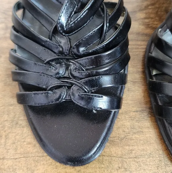 JILL SANDER Black Leather Gladiator Sandals Size 9