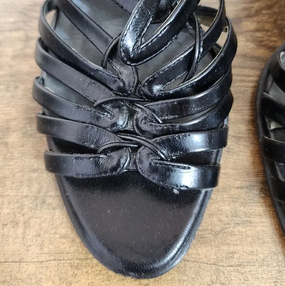JILL SANDER Black Leather Gladiator Sandals Size 9