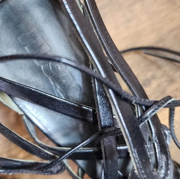 JILL SANDER Black Leather Gladiator Sandals Size 9