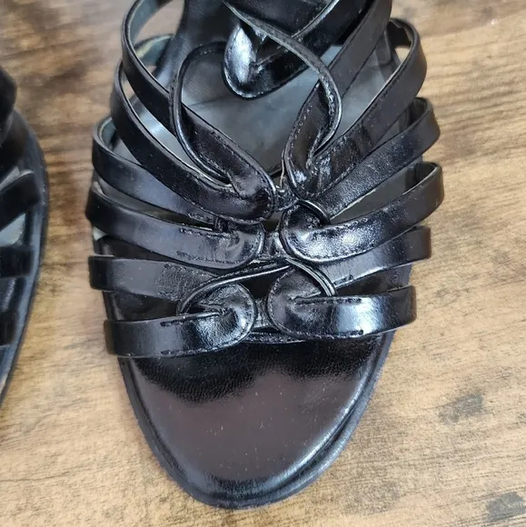 JILL SANDER Black Leather Gladiator Sandals Size 9
