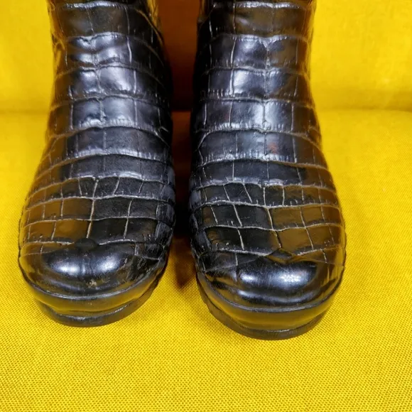 JIMMY CHOO &amp; HUNTER Special Edition Rain Croc Black Animal Print Lined Boot Sz 4
