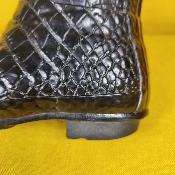 JIMMY CHOO &amp; HUNTER Special Edition Rain Croc Black Animal Print Lined Boot Sz 4