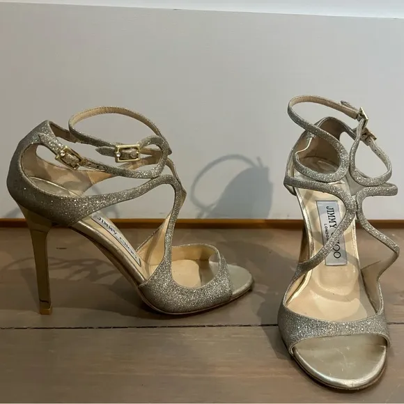 JIMMY CHOO LANG GOLD HEELS