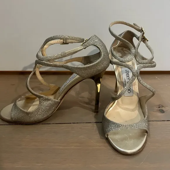 JIMMY CHOO LANG GOLD HEELS