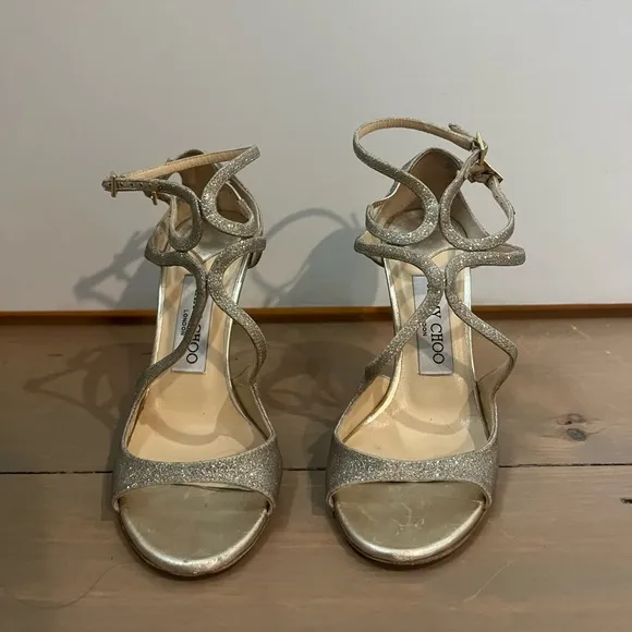 JIMMY CHOO LANG GOLD HEELS