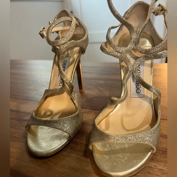 JIMMY CHOO LANG GOLD HEELS